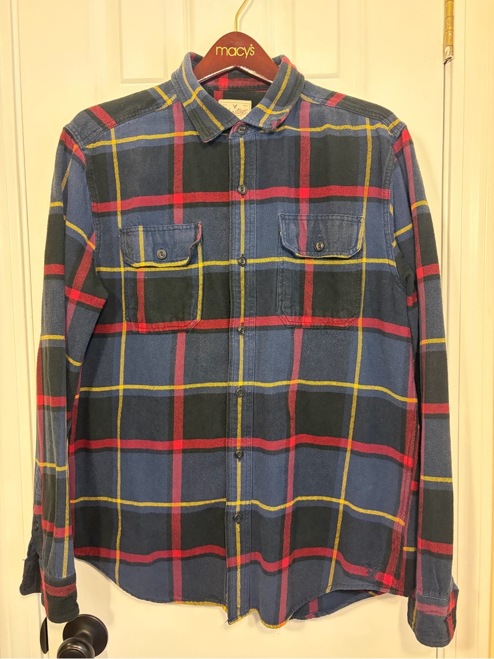 American Eagle Heritage Flannel Shirt Men’s Large Plaid Button Down 100% cotton